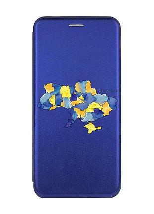 Чехол-книжка синий с рисунком на xiaomi redmi 14c / poco c75 карта украины (принт 261)