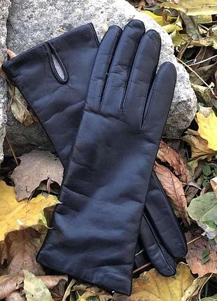 Перчатки кожаные женские на шерстяной подкладке. 8"/22 см