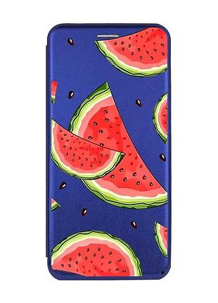 Чехол-книжка синий с рисунком на xiaomi redmi 14c / poco c75 ломтики арбуза (принт 342)