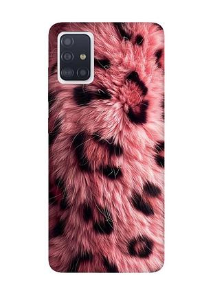 Матовый чехол с черными боками на samsung galaxy a51 розовый мех (принт 397)