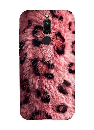 Матовий рожевий чохол на xiaomi redmi 8 рожеве хутро (принт 397)