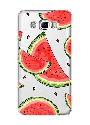 Прозрачный чехол на samsung galaxy j5 (2016)/j510 ломтики арбуза (принт 342)