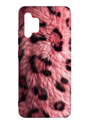 Матовый розовый чехол на samsung galaxy a32 розовый мех (принт 397)