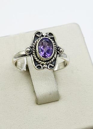 Кольцо серебряное с аметистом 17,5 2,74 г