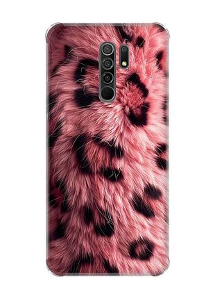 Чохол з потовщеними кутами на xiaomi redmi 9 рожеве хутро (принт 397)