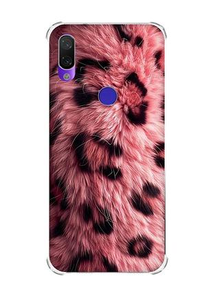 Чехол с утолщёнными углами на xiaomi redmi note 7/note 7 pro розовый мех (принт 397)