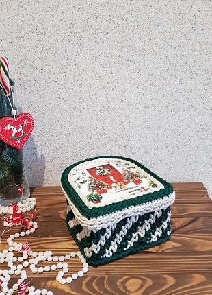 Корзина шкатулка окошко новогодний декор вязаная ручная работа