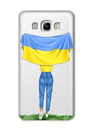 Прозрачный чехол на samsung galaxy j5 (2016)/j510 девушка с флагом (принт 263)