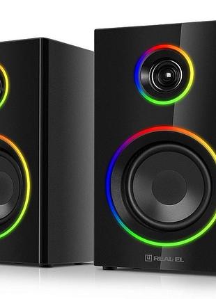 Колонки 2.0 real-el s-410 black (12 вт, bluetooth, подсветка)