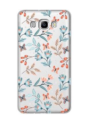 Прозрачный чехол на samsung galaxy j5 (2016)/j510 цветочный фон (принт 370)