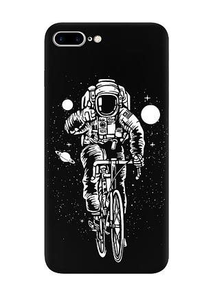 Матовый черный чехол на apple iphone 7 plus/8 plus космонавт на велосипеде (принт 399)