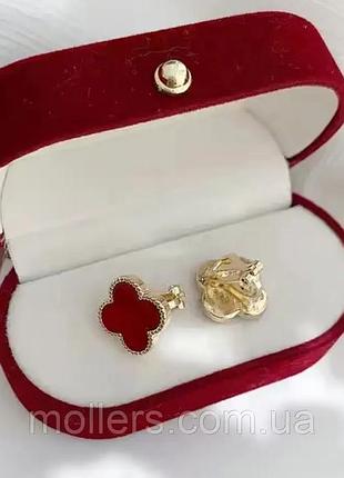 Серьги клипсы клевер разные цвета вино