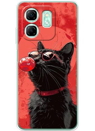 Чехол силиконовый с картинкой на infinix hot 50i (стильный котик)