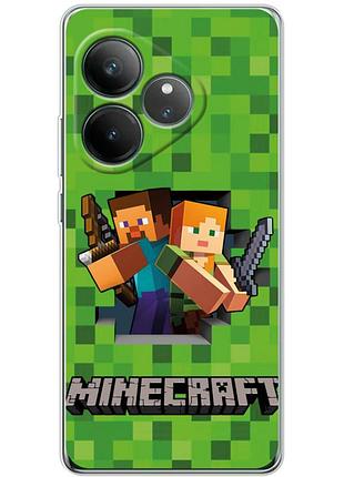 Чехол силиконовый с картинкой на realme gt 6 (майнкрафт, minecraft)