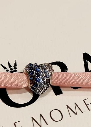 Срібний шарм (бусіна) намистина pandora "серце" пандора подарок для жінки