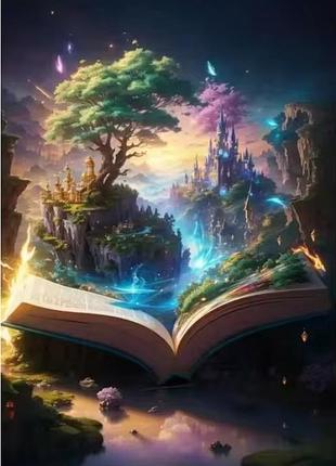 Картина на полотні фантастичний світ чарівна книга друк на полотні. без рамки. розмір 30 х 40 см.