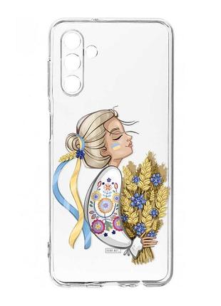 Прозорий чохол на samsung galaxy s24 fe українка з колосками (принт 173)