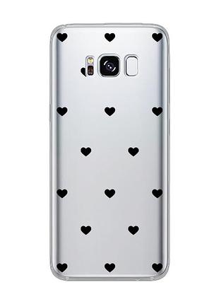 Прозорий чохол на samsung s8 сердечка чорні (принт 402)