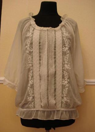 Літня кофтинка шифонова блузка з рукавом 3\4 в народному стилі розм.14