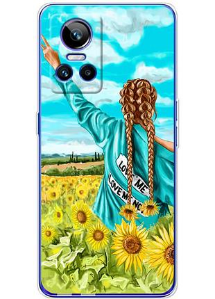 Чехол силиконовый с картинкой на realme gt neo 3 (патриотический, девушка украинка)