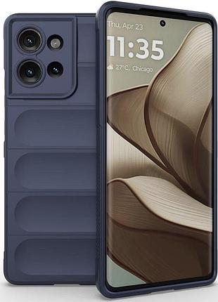 Противоударный силиконовый чехол для motorola edge 50 dark blue микрофибра