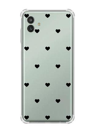 Чохол з потовщеними кутами на samsung galaxy m13 5g сердечка чорні (принт 402)