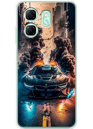 Чехол силиконовый с картинкой на infinix smart 9 (машина bmw i8)