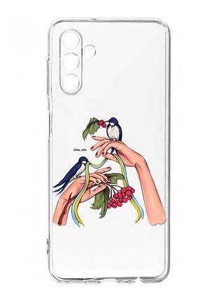 Прозрачный чехол на samsung galaxy s24 fe ласточки (принт 15)