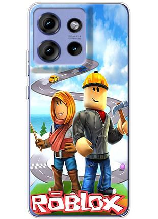 Чехол силиконовый с картинкой на motorola edge 50 (роблокс, roblox)