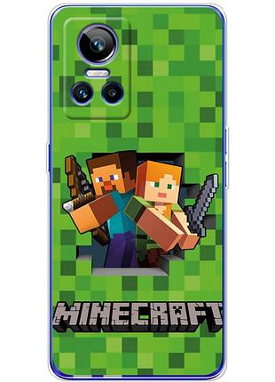 Чехол силиконовый с картинкой на realme gt neo 3 (майнкрафт, minecraft)
