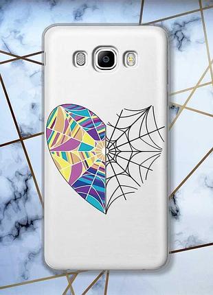 Прозрачный чехол на samsung galaxy j5 (2016)/j510 сердце-паутина. уэнсдей (принт 209)