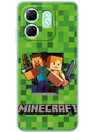 Чехол силиконовый с картинкой на infinix hot 50i (майнкрафт, minecraft)