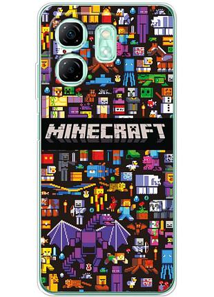 Чехол силиконовый с картинкой на infinix smart 9 (майнкрафт, minecraft)