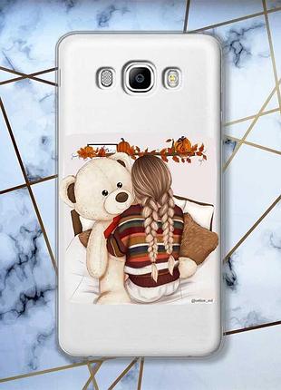 Прозрачный чехол на samsung galaxy j5 (2016)/j510 девочка с мишкой (принт 117)