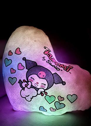 Подушка нічник куромі — м'яка іграшка нічник kuromi — декоративна подушка лялька куромі