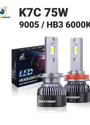 Автолампы dawn knight k7c 9005/hb3 6000k (75w) с обманкой (canbus), комплект 2 шт