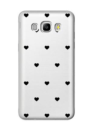 Прозрачный чехол на samsung galaxy j5 (2016)/j510 сердечка черные (принт 402)