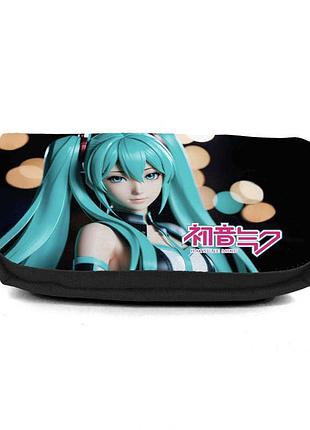 Школьный пенал мику хацунэ органайзер универсальный (hatsune miku - 001- black) черный