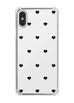 Чохол з потовщеними кутами на iphone x/xs сердечка чорні (принт 402)