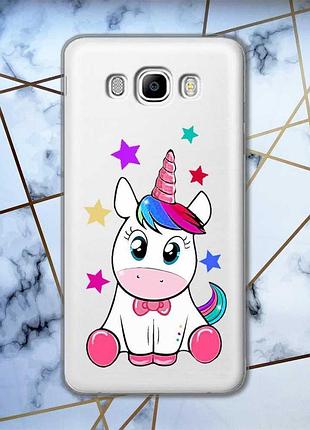 Прозрачный чехол на samsung galaxy j5 (2016)/j510 единорог (принт 102)