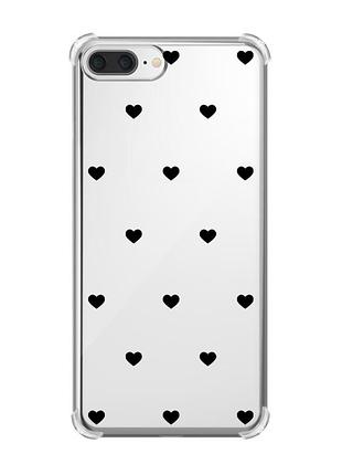 Чехол с утолщёнными углами на iphone 7 plus/8 plus сердечка черные (принт 402)