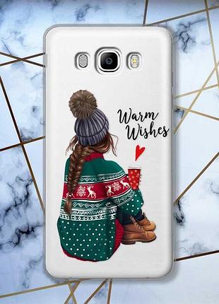 Прозорий чохол на samsung galaxy j5 (2016)/j510 дівчина з кавою (принт 136)