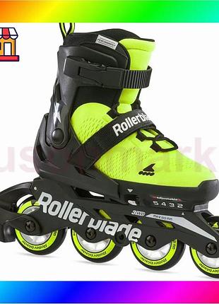 Bs детские роликовые коньки best mix rollerblade microblade se black/lime 28-32 размер bas77/n