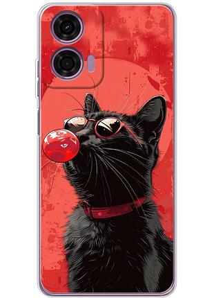 Чехол силиконовый с картинкой на motorola e14 (стильный котик)