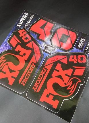 Красные наклейки на велосипед вилку перья фокс 40 fox фокс factory