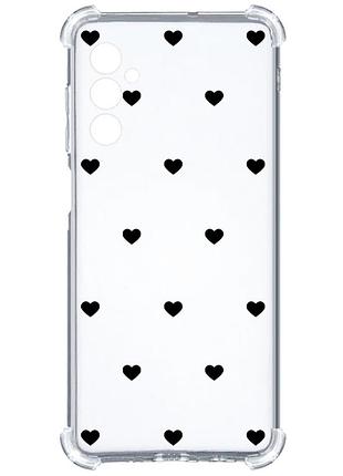 Чохол з потовщеними кутами на samsung galaxy a15 (a155) сердечка чорні (принт 402)