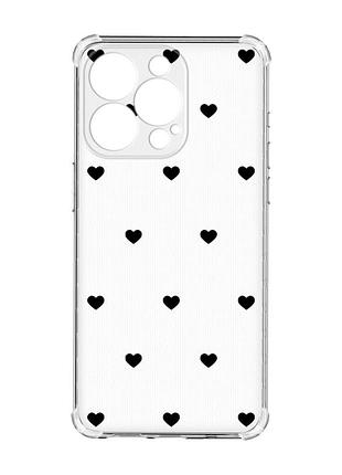 Чехол с утолщенными углами на iphone 15 pro max сердечка черные (принт 402)