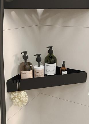 Полка в ванную комнату угловая nc home even черная 110336