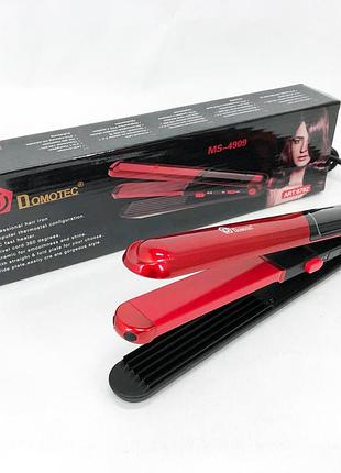 Плойка гофре 2 в 1 domotec ms-4909, чорно-червоний, стайлер для завивки, стайлер для укладання