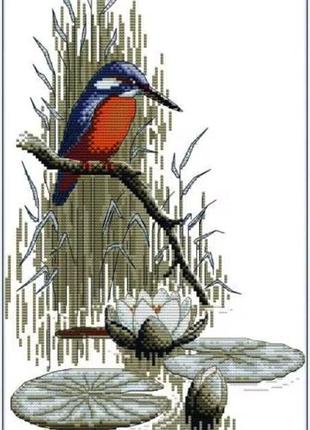 Набір для вишивання за нанесеною на канву схемою “birds by the river”.aida 14ct printed , 27*43 см